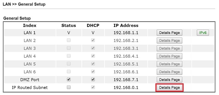 a screenshot of DrayOS LAN Subnet list